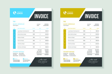 Corporate invoice template layout design, payment agreement design, bill, receipt, price list, business invoice accounting - obrazy, fototapety, plakaty