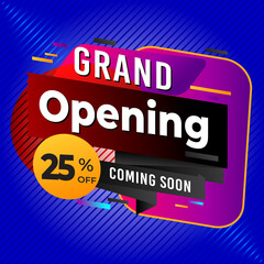 Grand Opening coming soon background Banner Design Illustrations Business Sticker Shape