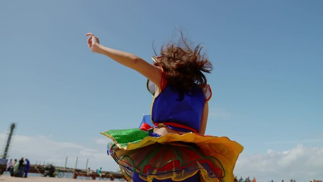 Frevo dancer at the street carnival in Recife, Pernambuco, Brazil.