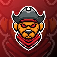 vector graphics illustration of a dog pirate in esport logo style. perfect for game team or product logo