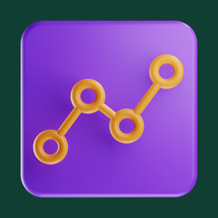 Infographic Business statistics Icon Set 3d Rendering. Purple  square background and yellow 3d illustration.