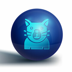 Blue Cat icon isolated on white background. Animal symbol. Happy Halloween party. Blue circle button. Vector