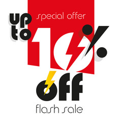 Flash Sale up to 10 % off big sale and super sale discount voucher coupon red orange black color white background