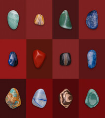 Mineral Gemstones Variety composition 3D illustration Render.