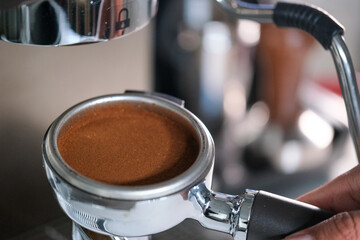 espresso maker pouring espresso