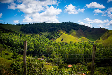 View with green field and mountains