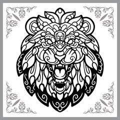 Lion head zentangle arts isolated on white background