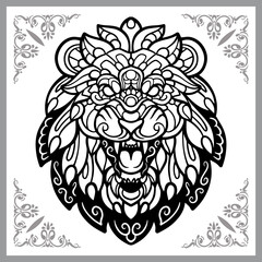 Lion head zentangle arts isolated on white background