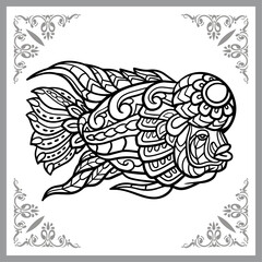 Flower horn fish zentangle arts isolated on white background