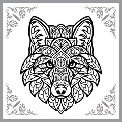 Fox head zentangle arts isolated on white background