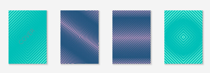 Gradient cover template with line geometric elements and shapes.