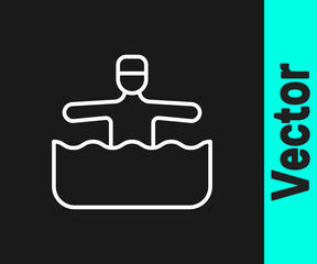 White line Water gymnastics icon isolated on black background. Vector