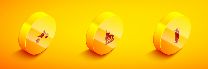 Set Isometric Mountain bike, Skates and Longboard or skateboard icon. Vector
