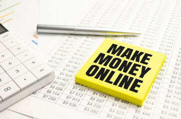 yellow paper sheet with make money online text.