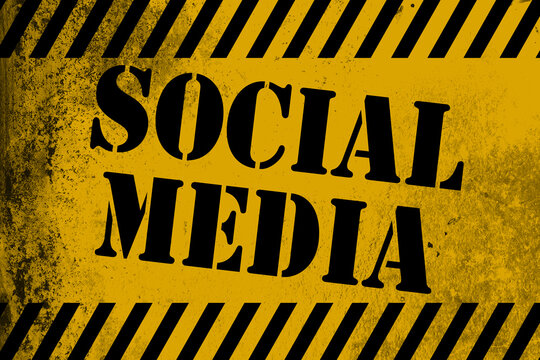 Social media sign yellow with stripes