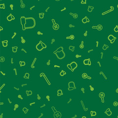 Set line Bicycle lock, Crowbar and Wrong key on seamless pattern. Vector