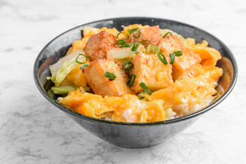厚揚げと白菜の玉子丼