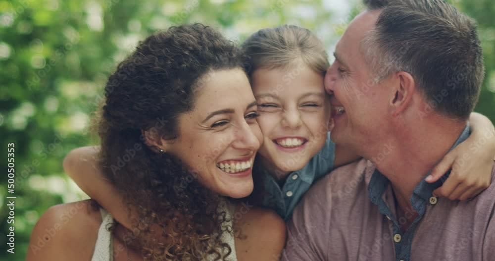 Sticker family day in the great outdoors. 4k video footage of a couple and their little daughter enjoying a 