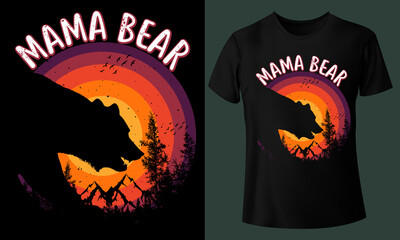 Mama Bear Vintage T-Shirt Design For Mothers Day Bear Lover T-Shirt Design