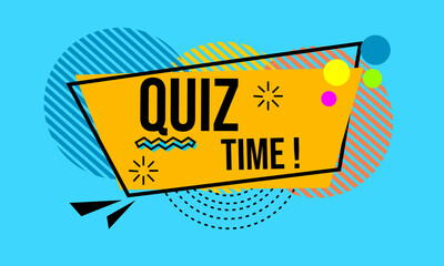 Memphis style yellow quiz time banner. design for promotion