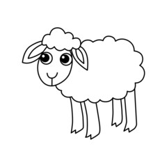 Cute sheep cartoon coloring page illustration vector. For kids coloring book.