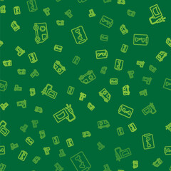 Fototapeta premium Set line Emergency car, Ultrasound and X-ray shots on seamless pattern. Vector