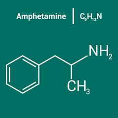 chemical structure of Amphetamine (C9H13N)