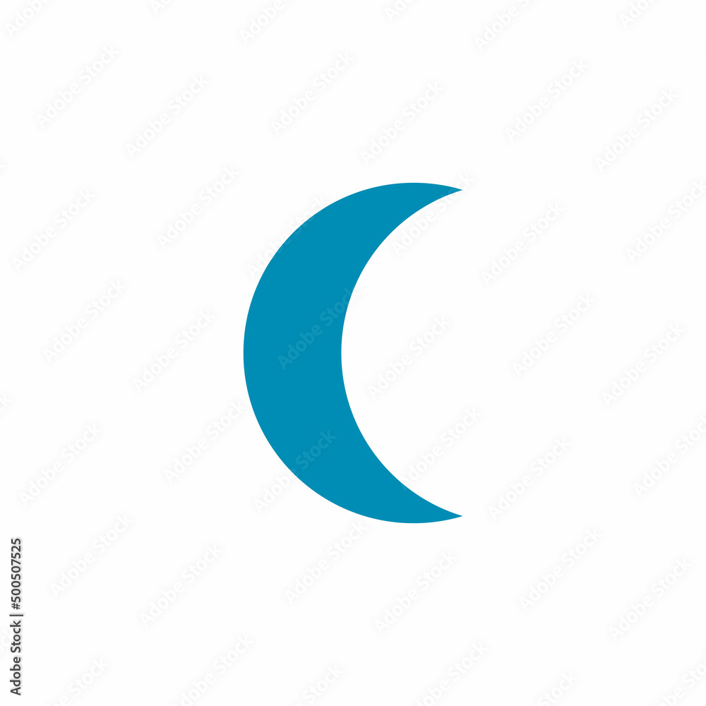 Canvas Prints Isolated blue crescent moon icon symbol on white background