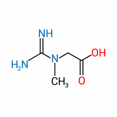 chemical structure of creatine (C4H9N3O2)
