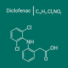 chemical structure of Diclofenac (C14H11Cl2NO2)