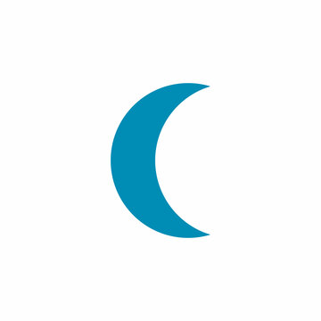 Isolated blue crescent moon icon symbol on white background
