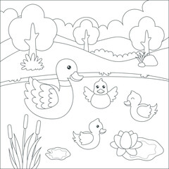 coloring duck in a pond