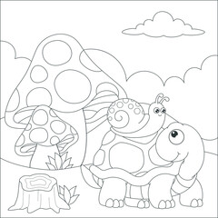 coloring turtle and snail