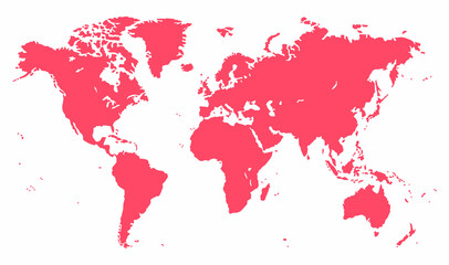 red plane map of the world on white background