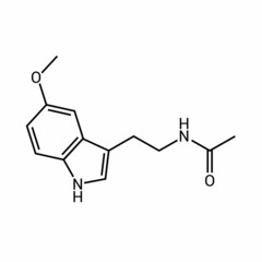 chemical structure of Melatonin (C13H16N2O2)