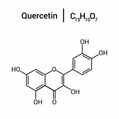 chemical structure of Quercetin (C15H10O7)