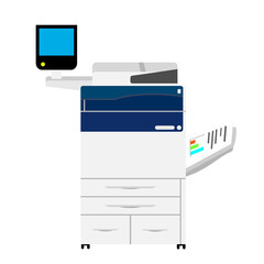 複合機のベクター素材。コピー、プリント、スキャン、ファックスの機能を兼ね備えたオフィス機器。ビジネスアイテム。
