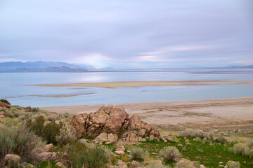 landscape lake overlook antelope island 