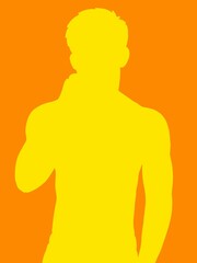 yellow and orange color of shape man background