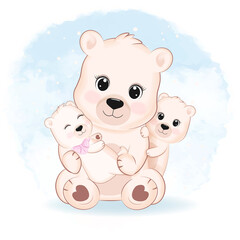 Obraz na płótnie Canvas Cute Bear' s family, animal cartoon illustration