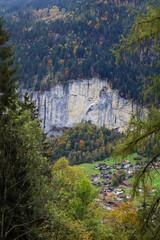 View of the cityscape and nature Park in autumn season at switzerland