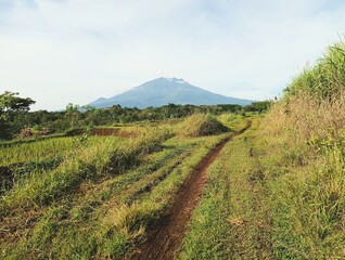 Beautiful background mountain views in Indonesia.