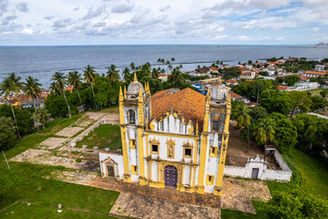 Aerial view of a church in the city of Olinda.