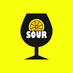 Vector illustration of sour taste in a glass