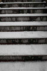 Stairsteps covered with snow