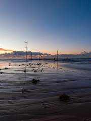 Seaweed and sand pattern in the morning at Mona Vale Beach, Sydney, Australia.