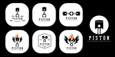 piston logo vector, vehicle workshop illustration design, car or motorcycle - obrazy, fototapety, plakaty