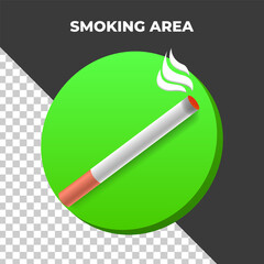smoking area 3d rendering logo with red background