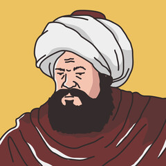 muslim illustration of Al-Battani or Albategnius Islamic astronomer and mathematician - obrazy, fototapety, plakaty