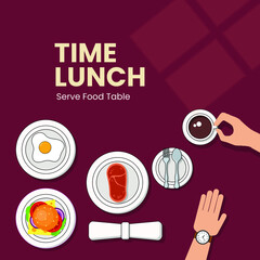 Lunch food in cartoon vector